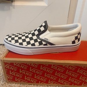 brand new slip on checkerboard vans! size 8.5